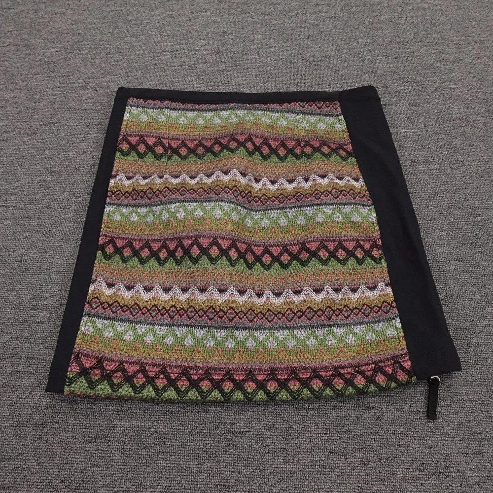 SKHOOP Skirt Womens Small Multicolor Fair Isle Knit Short Zip Side Lined Winter
